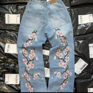 Flower Print Baggy Jeans